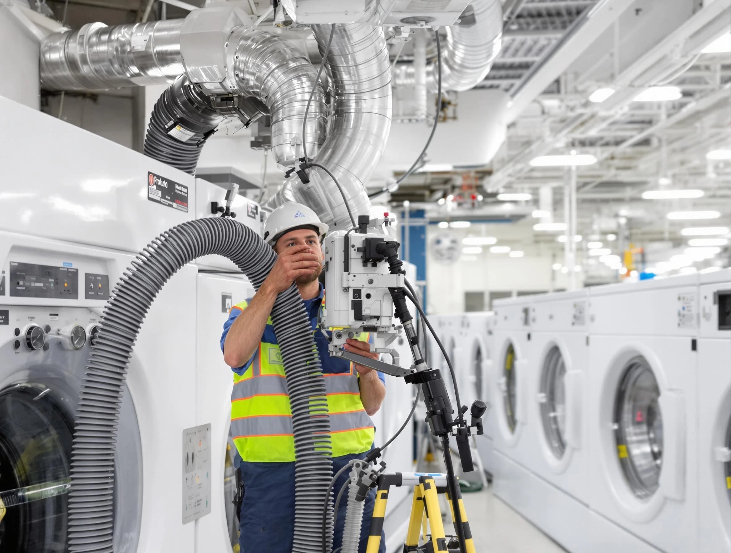 Lexington Dryer Vent Cleaning team performing commercial-grade dryer vent cleaning at a business facility in Lexington