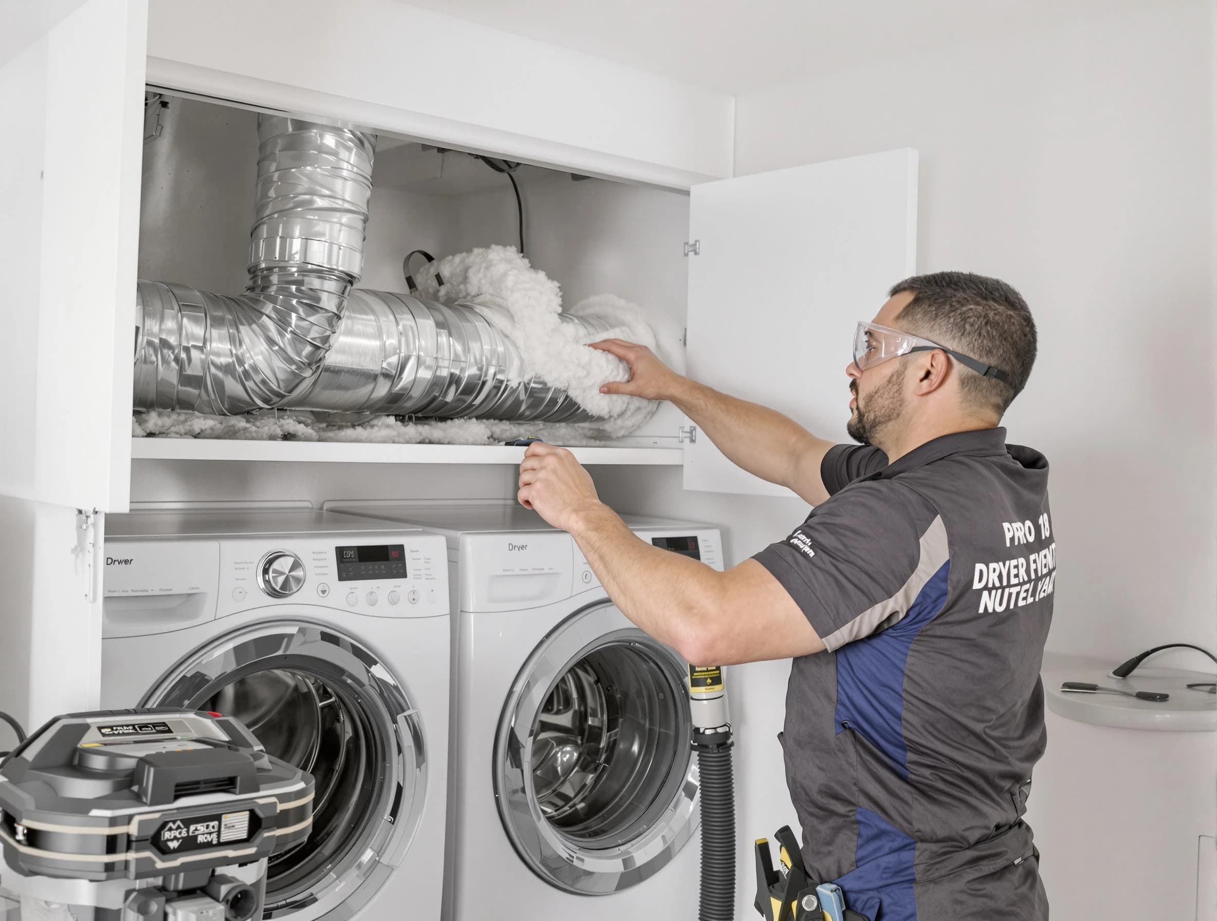 Lexington Dryer Vent Cleaning certified technician performing specialized gas dryer vent cleaning in Lexington