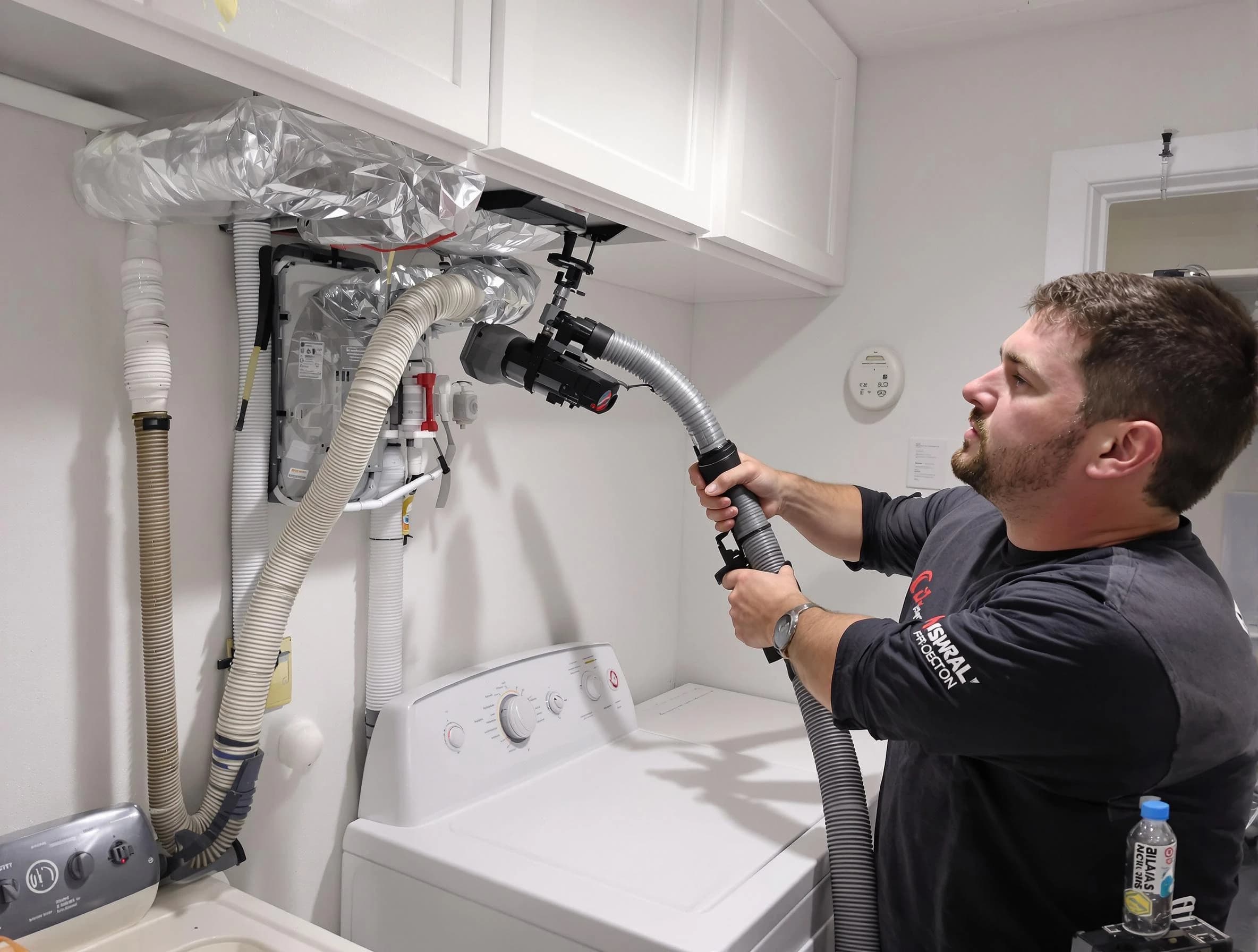 Lexington Dryer Vent Cleaning certified technician performing safety-focused gas dryer vent cleaning in Lexington