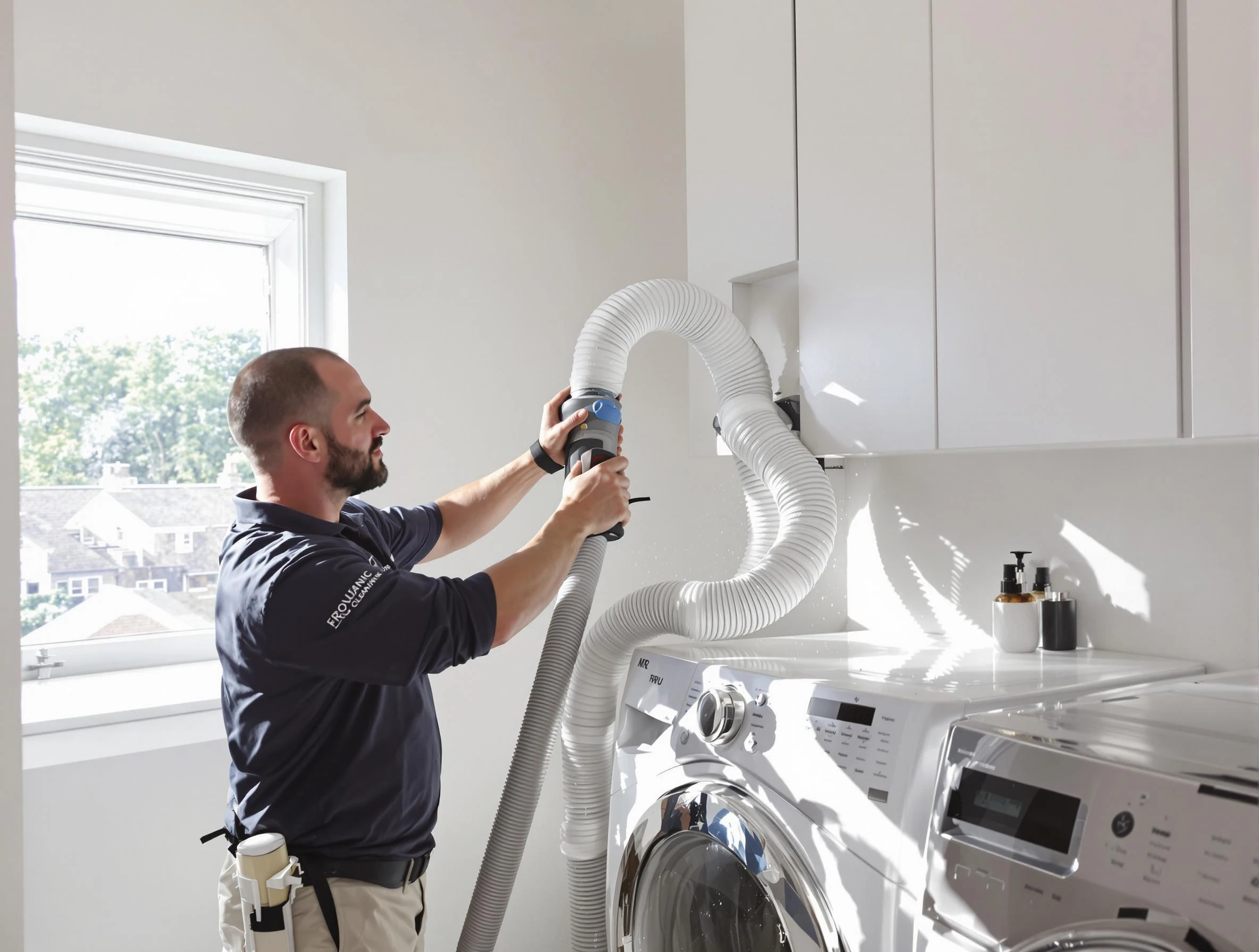 Certified Lexington Dryer Vent Cleaning technician performing dryer vent cleaning in Lexington